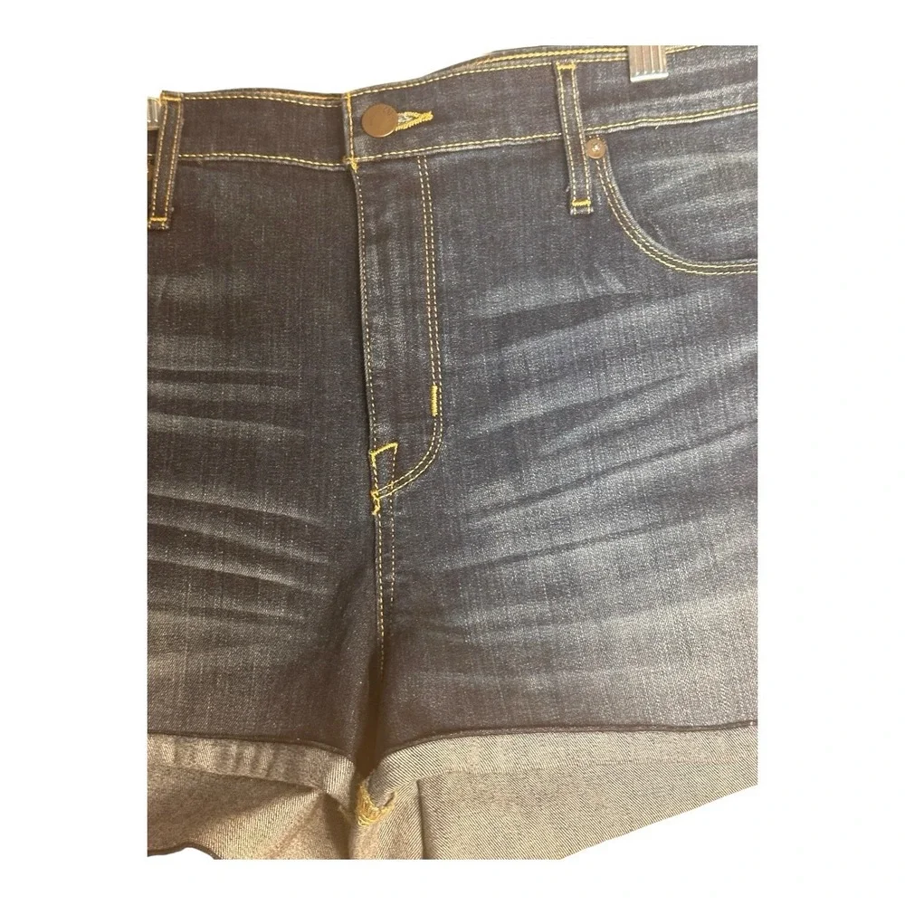 Mossimo Denim‎ Jean Shorts Womens 16 Blue Power Stretch High Rise Midi Cuffed